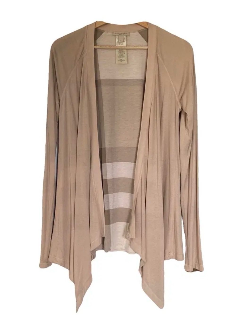 Burberry Light Taupe Open-Front Draped Cardigan